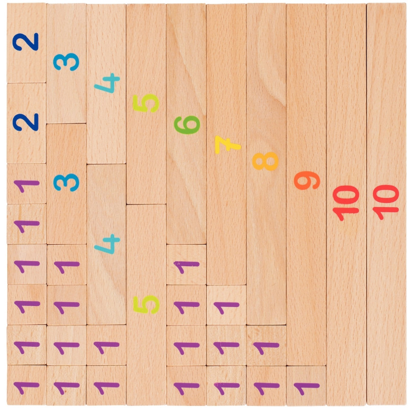 Réglettes de calcul en bois 36 pièces