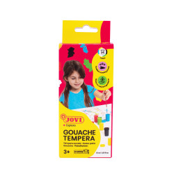 Boîte de 6 x 15ml gouache Tempera + pinceau