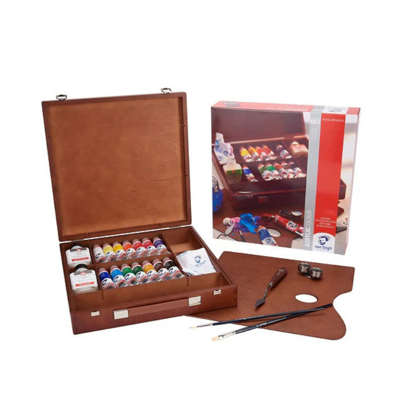 Coffret bois acrylique Van Gogh Inspiration - 14 x 40 ml & accessoires