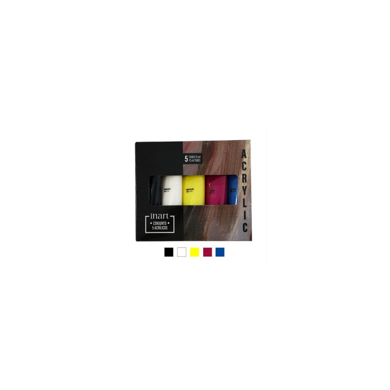 Set Acrylique 5 x 75 ml couleurs assorties - Inart