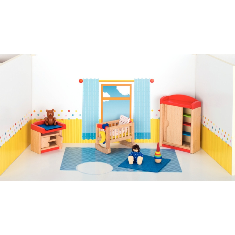 Chambre de bébé pour maison de poupées, 12 éléments