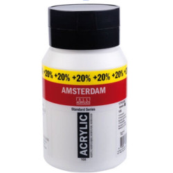 Acrylique fine Amsterdam Blanc de Titane pot de 500ml + 100ml gratuit