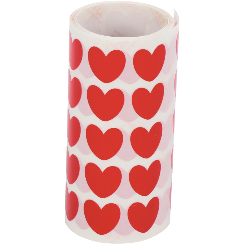 Rouleau de 900 gommettes Cœur rouges 20 x 18 mm