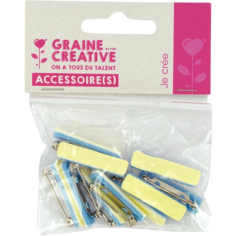 Sac 10 attaches broches en nickel adhésives