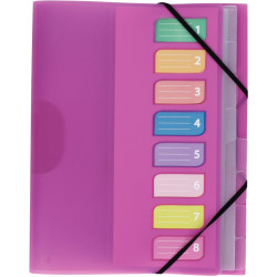 Trieur en polypropylène 3 rabats + élastiques COLOR FRESH 8 compartime