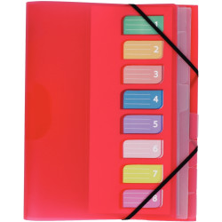 Trieur en polypropylène 3 rabats + élastiques COLOR FRESH 8 compartime