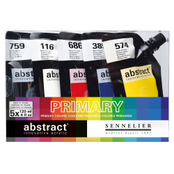 Set de 5 packs de 120 ml de peinture acrylique Abstract couleurs prima