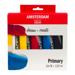 Kit de 5 tubes de 120 ml de peinture acrylique fine Amsterdam couleurs