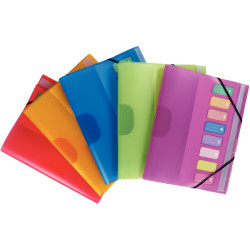 Trieur en polypropylène 3 rabats + élastiques COLOR FRESH 8 compartime