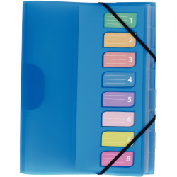 Trieur en polypropylène 3 rabats + élastiques COLOR FRESH 8 compartime
