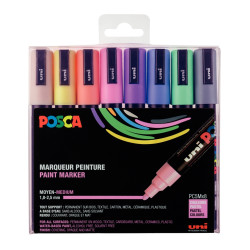 Pochette de 8 marqueurs Posca pointe moyenne ogive pastels