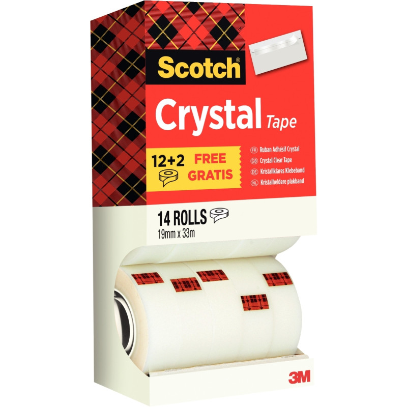 Tour de 14 rouleaux adhésifs Crystal 19mmx33m