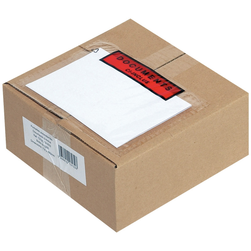 Boite de 100 pochettes adhésives "documents ci-inclus" 228x120mm