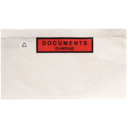 Boite de 100 pochettes adhésives "documents ci-inclus" 228x162mm