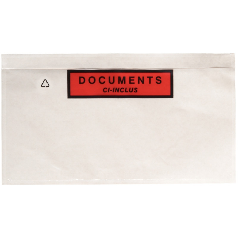 Boite de 100 pochettes adhésives "documents ci-inclus" 228x162mm