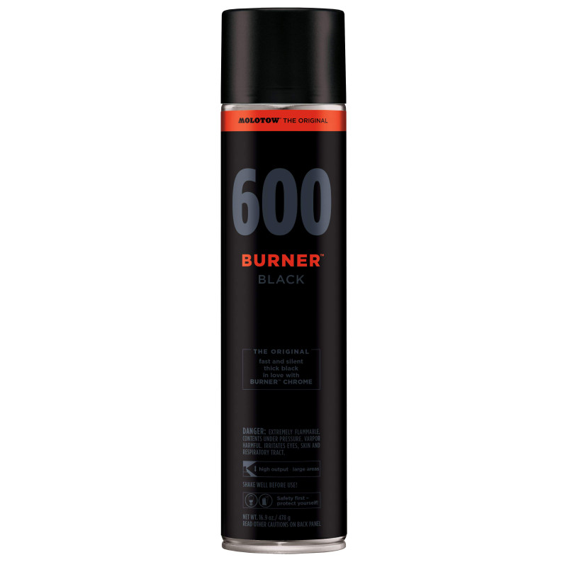 Bombe de peinture Burner Noir 600 ml