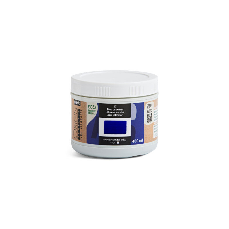 Peinture Acrylique Origin 480 ml - 12 couleurs - 19 Cyan (bleu primair