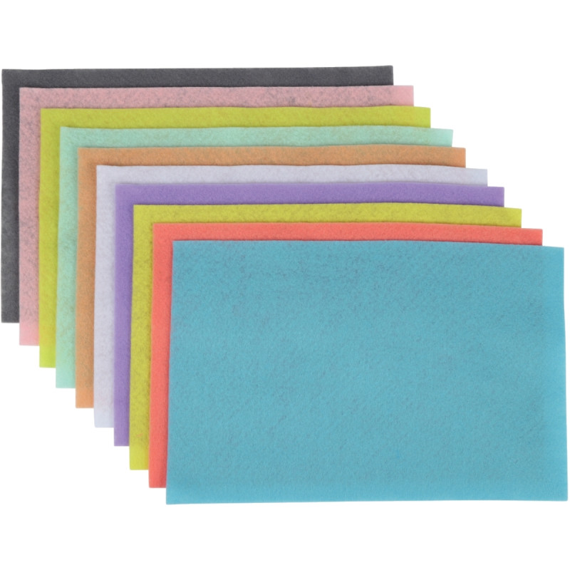 Paquet de 10 coupons feutrine pastel format 20 x 30 cm