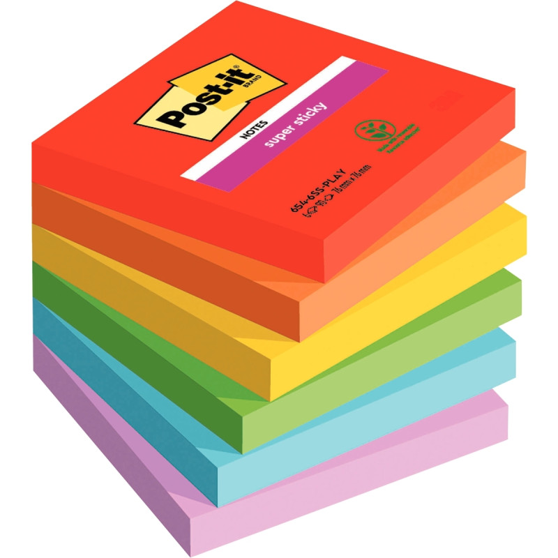 Paquet de 6 blocs notes sticky post-it 90 feuilles 76 x 76 mm collecti