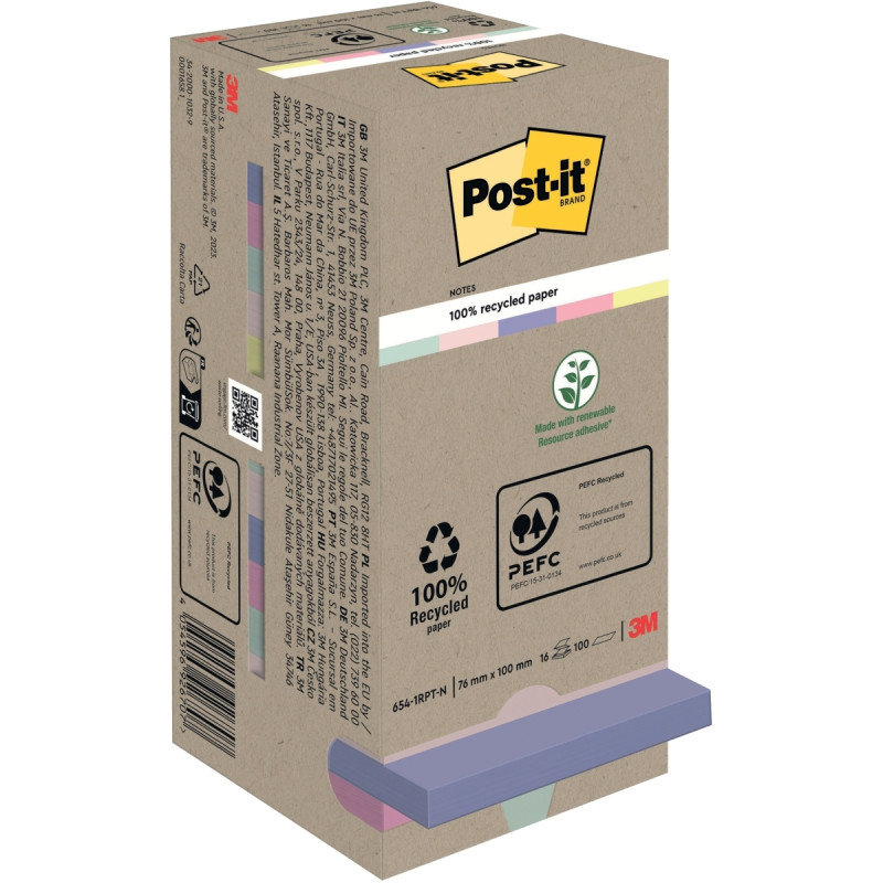 Tour distributrice de 16 blocs de 100 feuilles post-it recyclées 76 x