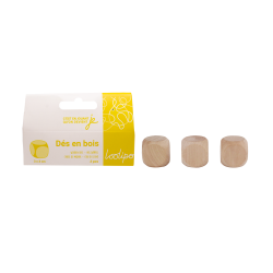 Lot de 3 dés en bois naturel