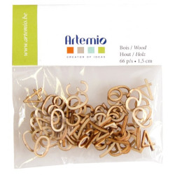 Set de 66 chiffres en bois - Hauteur de 1,5 cm