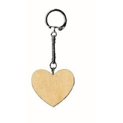 Porte-clés en bois Coeur 4 x 4,5 cm