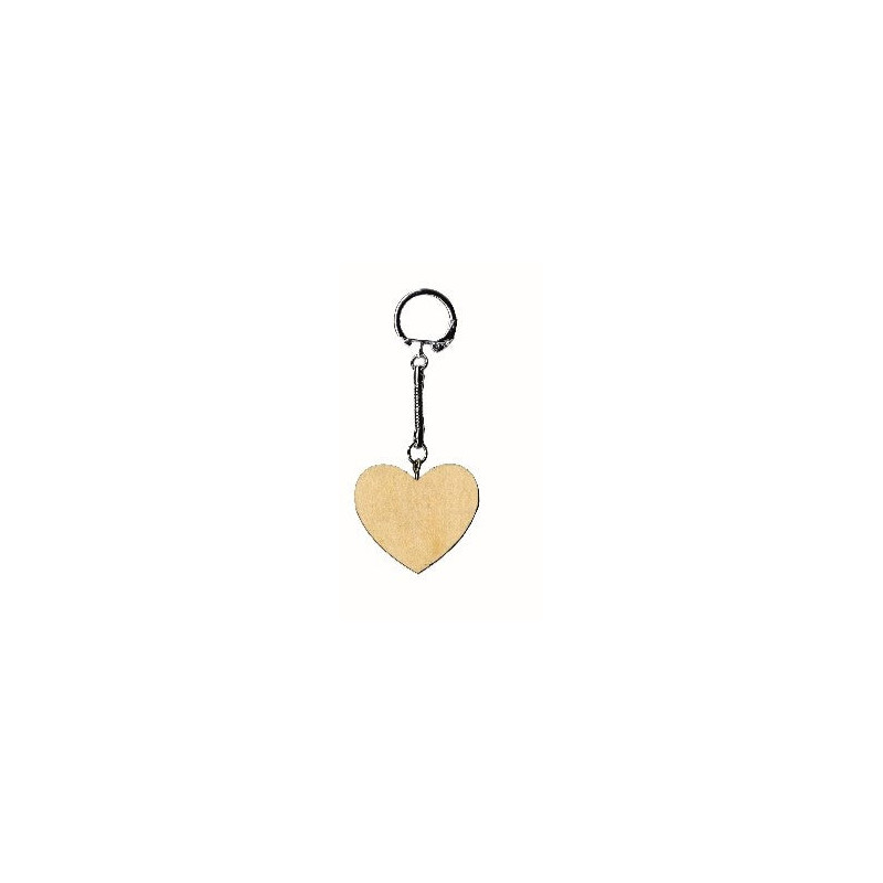 Porte-clés en bois Coeur 4 x 4,5 cm