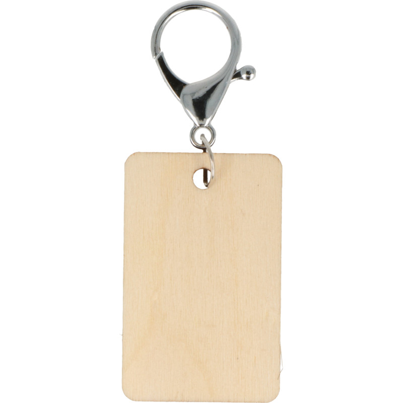 Porte-clés en bois rectangles (x3) 55 x 35 x 5 mm