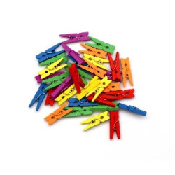 Pinces à linge bois 35 mm - 48 pcs couleurs assorties