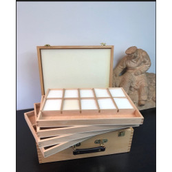 Coffret de rangement pour pastels en hêtre naturel