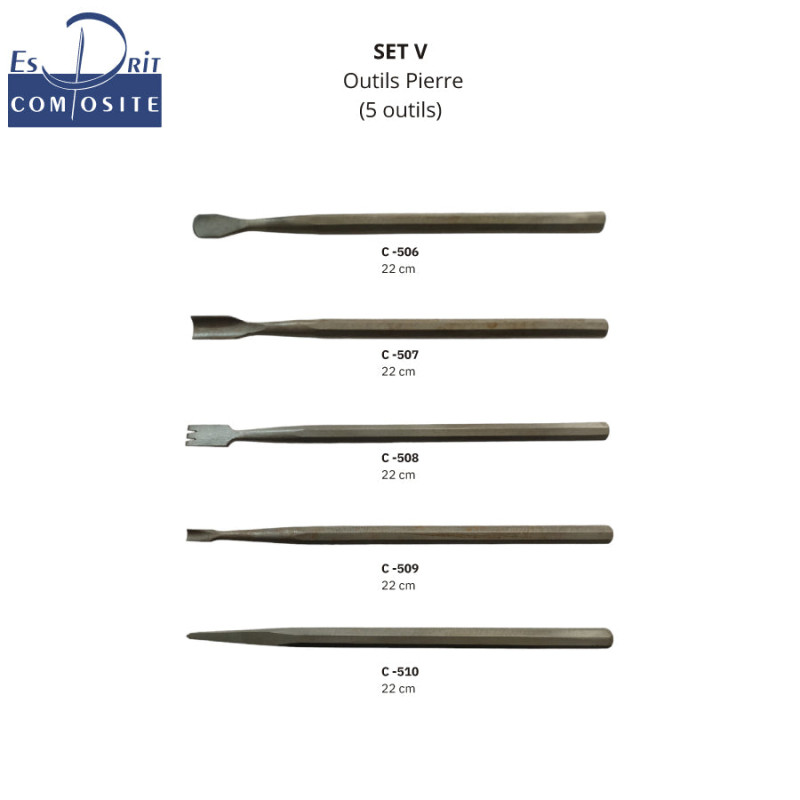 Set V de 5 outils pour la pierre
