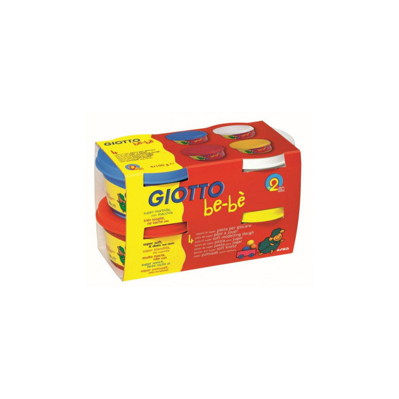 Pâte à modeler Be-Bè - 4x100g-Rouge/jaune/bleu/blanc