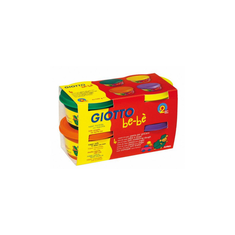 Pâte à modeler Be-Bè - 4x100g-Violet/jaune/orange/vert