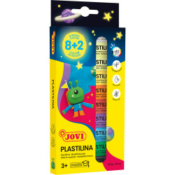 Set de 8 plastilina 15gr couleurs assorties + 2 phosphorescentes