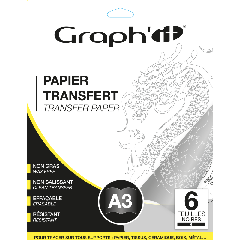 Papier transfert Graph'it - Pochette 6 feuilles A3 noires