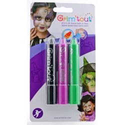 Lot de 3 sicks de maquillage "Sorcière"