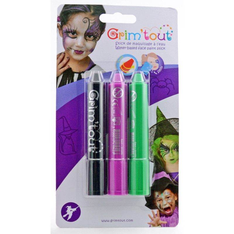 Lot de 3 sicks de maquillage "Sorcière"