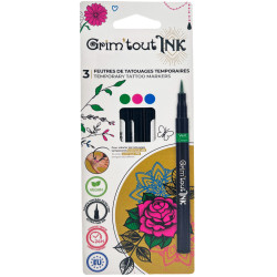 Gamme Grim'Tout Ink - Set 3 feutres de tatouage temporaire - couleurs