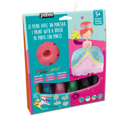 Kit Primacolor "Princesse" 6 x 20 ml couleurs assorties et accessoires