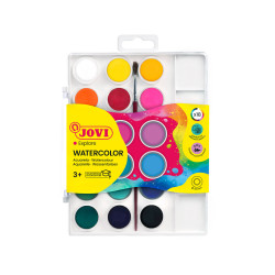 Boîte Aquarelle 18 pastilles 22 mm couleurs assorties + pinceau