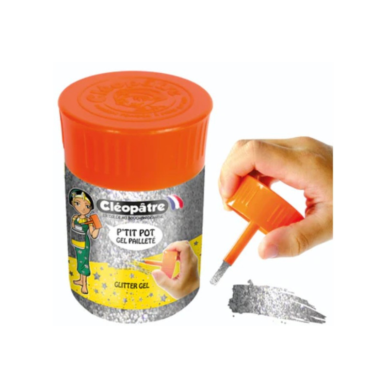 Petit pot gel pailleté Déco 50 ml "Argent" - Cléopâtre