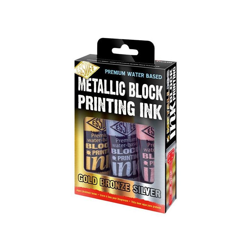 Set 3 tubes encres métalliques 100ml linogravure