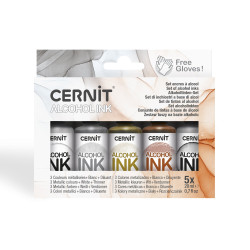 Set encre à alcool pour pâte polymère couleurs métallisées 5 x 20 ml