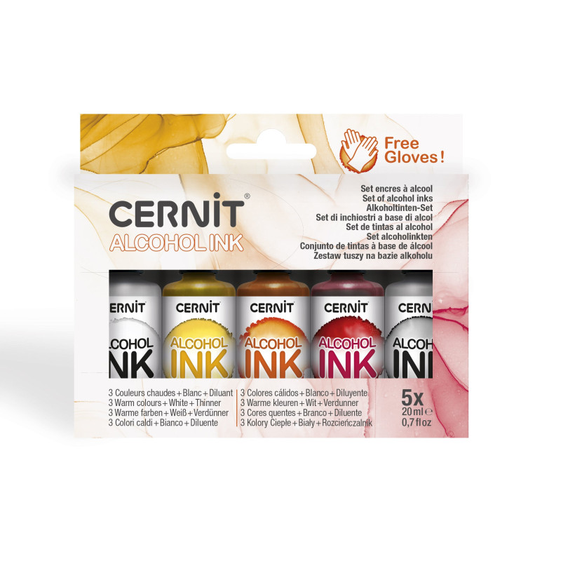Set encre à alcool pour pâte polymère couleurs chaudes 5 x 20 ml