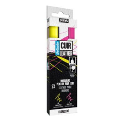 Setacolor cuir marqueur pointe extra-fine - Set de 2 (jaune fluo et ro