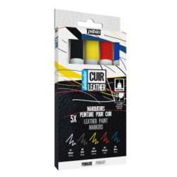 Setacolor cuir marqueur pointe extra-fine - Set de 5 couleurs primaire