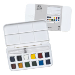 Boîte de 12 1/2 godets de peinture d'aquarelle fine Cotman
