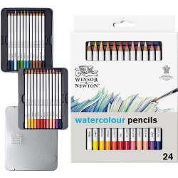 Boîte métal de 24 crayons couleurs aquarellables