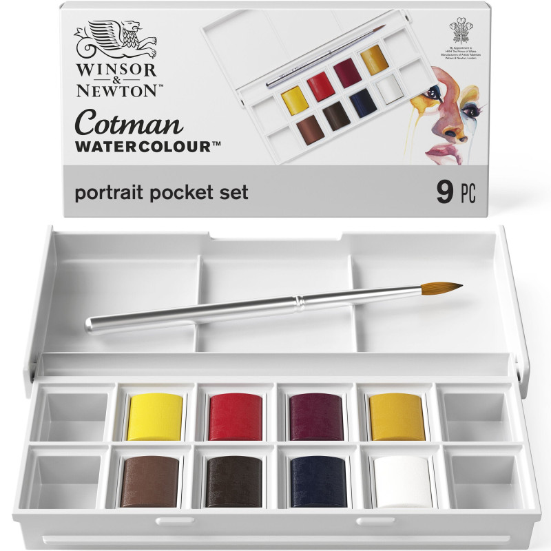Peinture aquarelle Cotman Winsor & Newton 8 1/2 godets "Portrait"